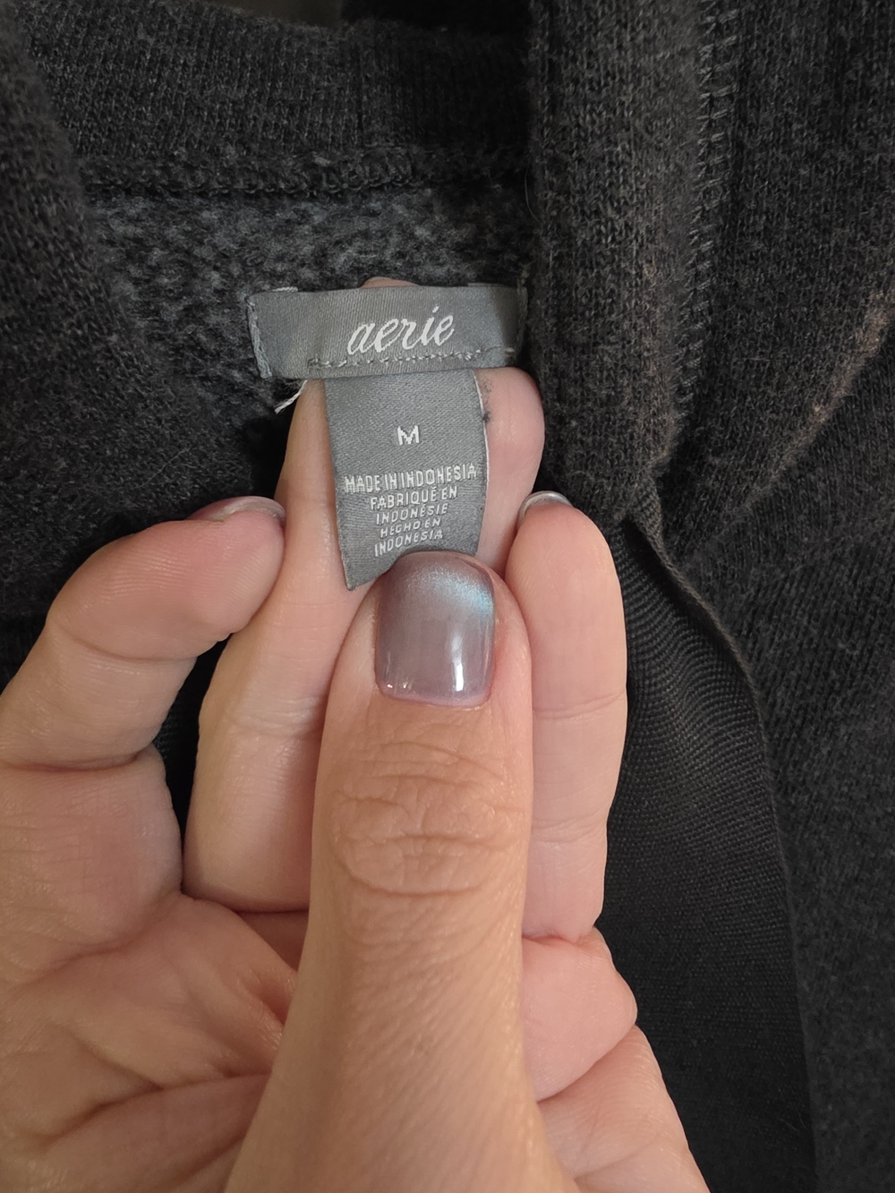 aerie Dark Charcoal Zip-Hem Hooded Sweatshirt - Picture 5 of 5